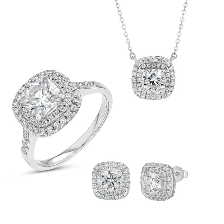 Diamond & Moissanite Cushion Cut Jewellery Set Summer Diamonds