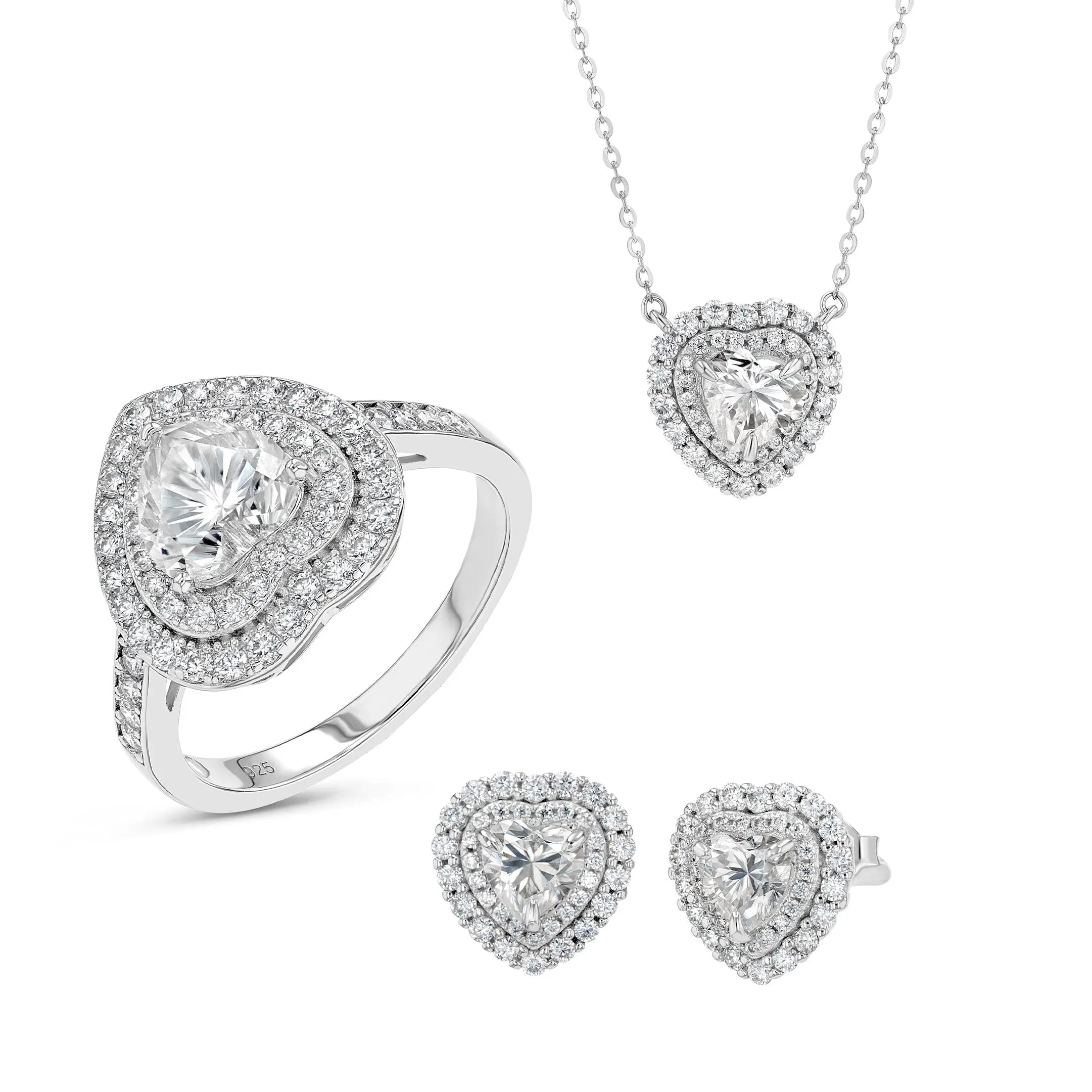 Diamond & Moissanite Heart Cut Jewellery Set Summer Diamonds
