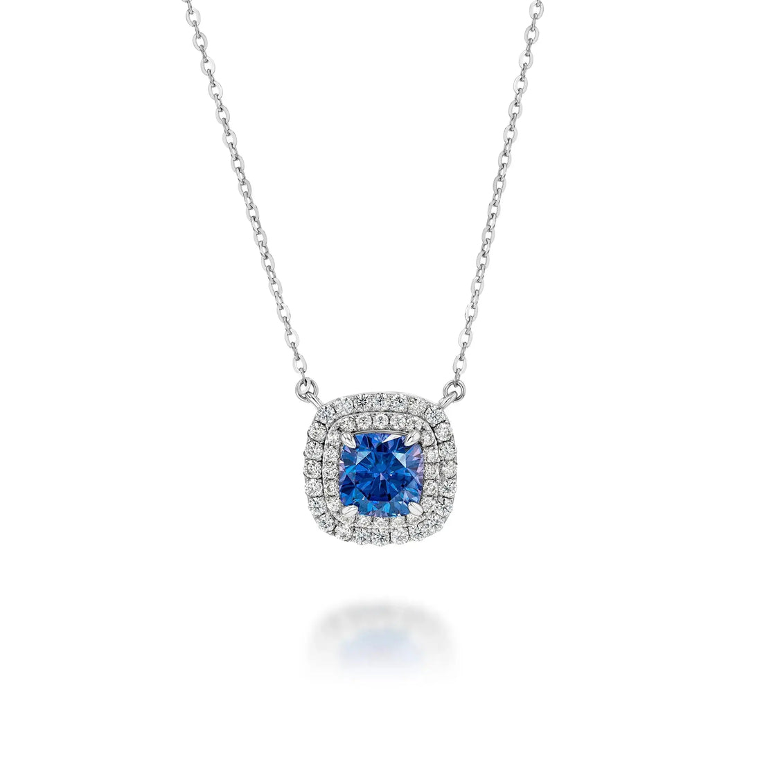 Blue Sapphire & Moissanite Cushion Cut Jewellery Set Summer Diamonds
