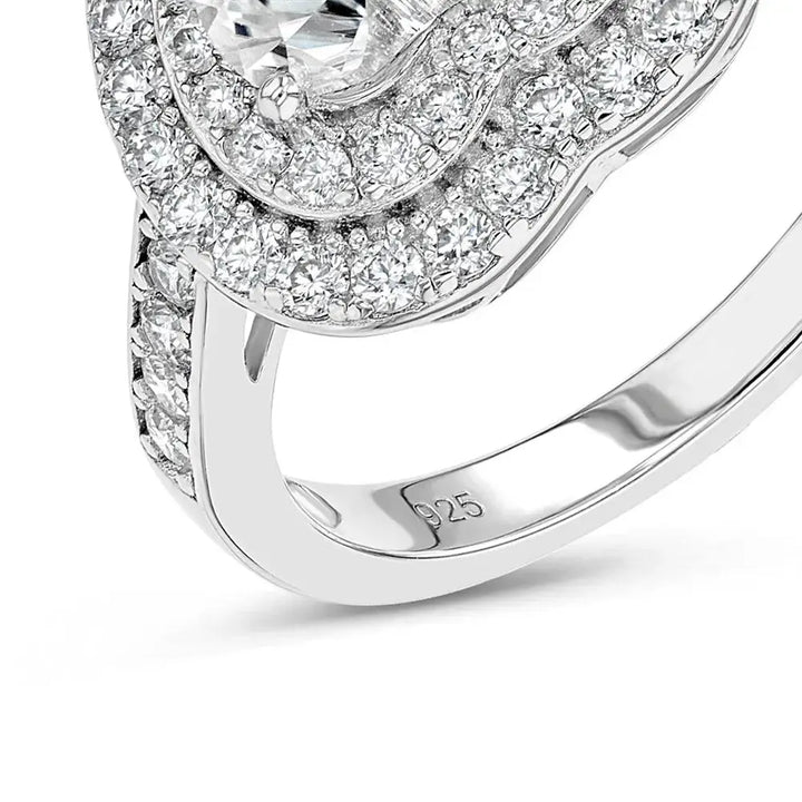Diamond & Moissanite Heart Halo Ring Lab Grown Diamonds