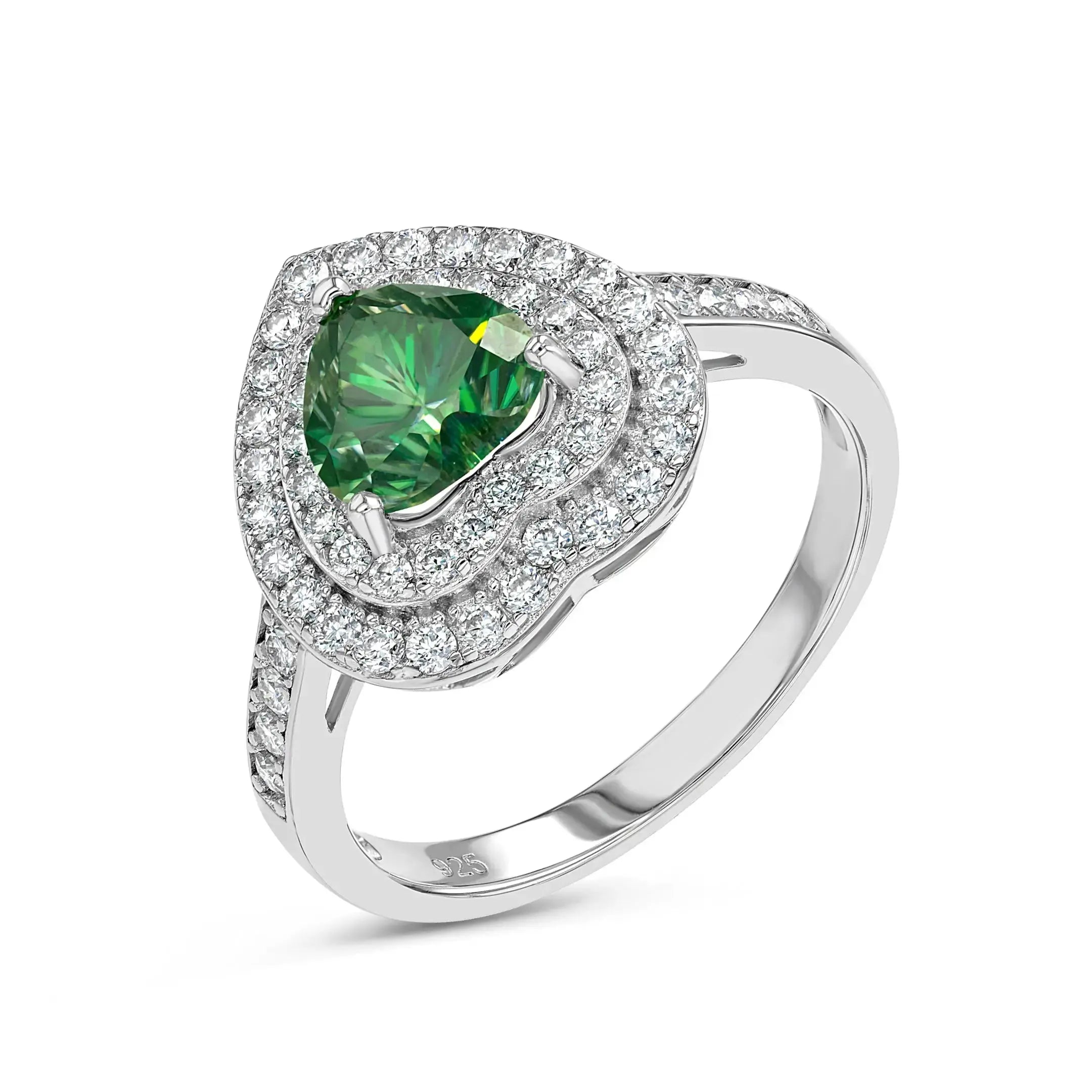 Emerald & Moissanite Heart Cut Jewellery Set Summer Diamonds