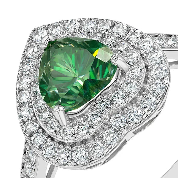 Emerald & Moissanite Heart Cut Jewellery Set Lab Grown Diamonds