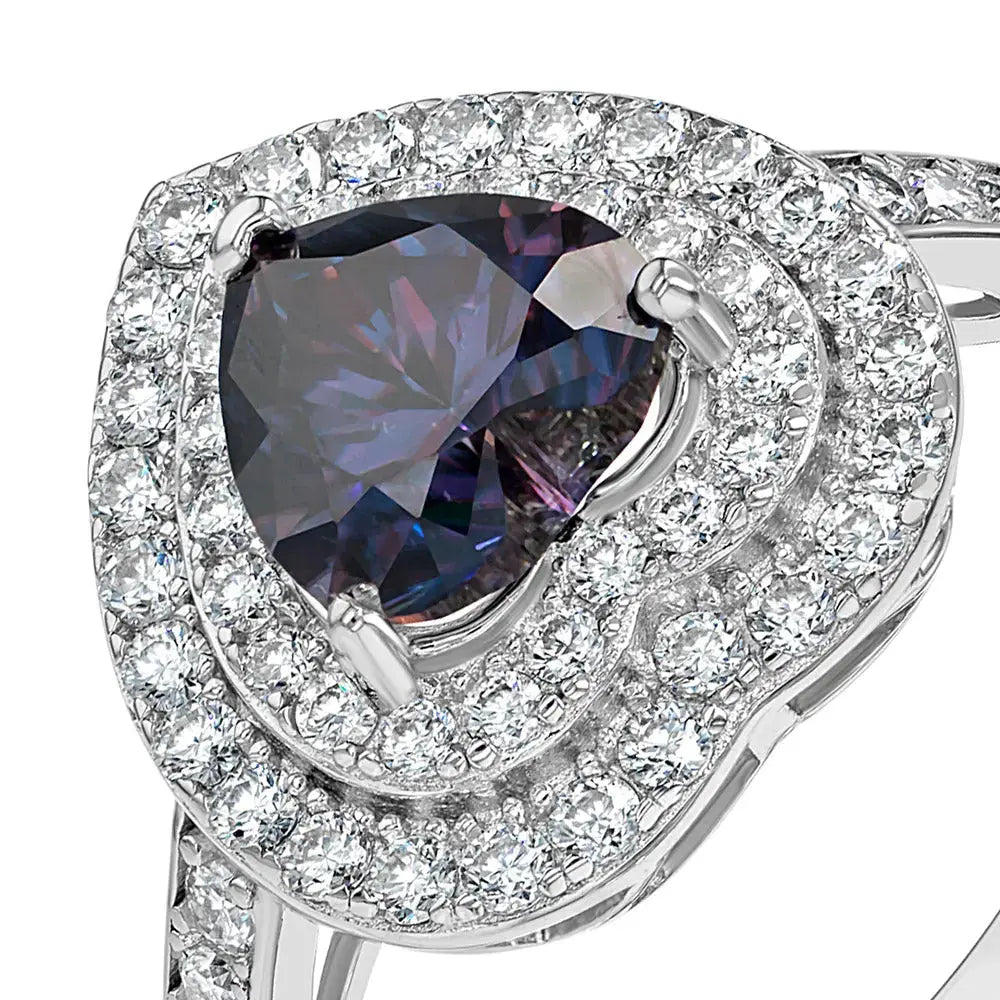 Amethyst & Moissanite Heart Cut Jewellery Set Summer Diamonds