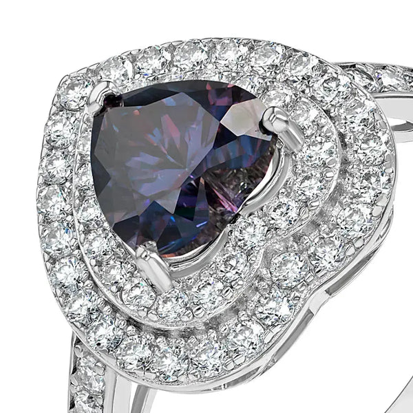 Amethyst & Moissanite Heart Cut Jewellery Set Lab Grown Diamonds