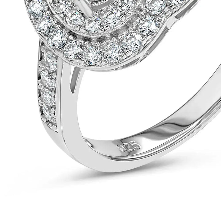 Amethyst & Moissanite Heart Halo Ring Lab Grown Diamonds