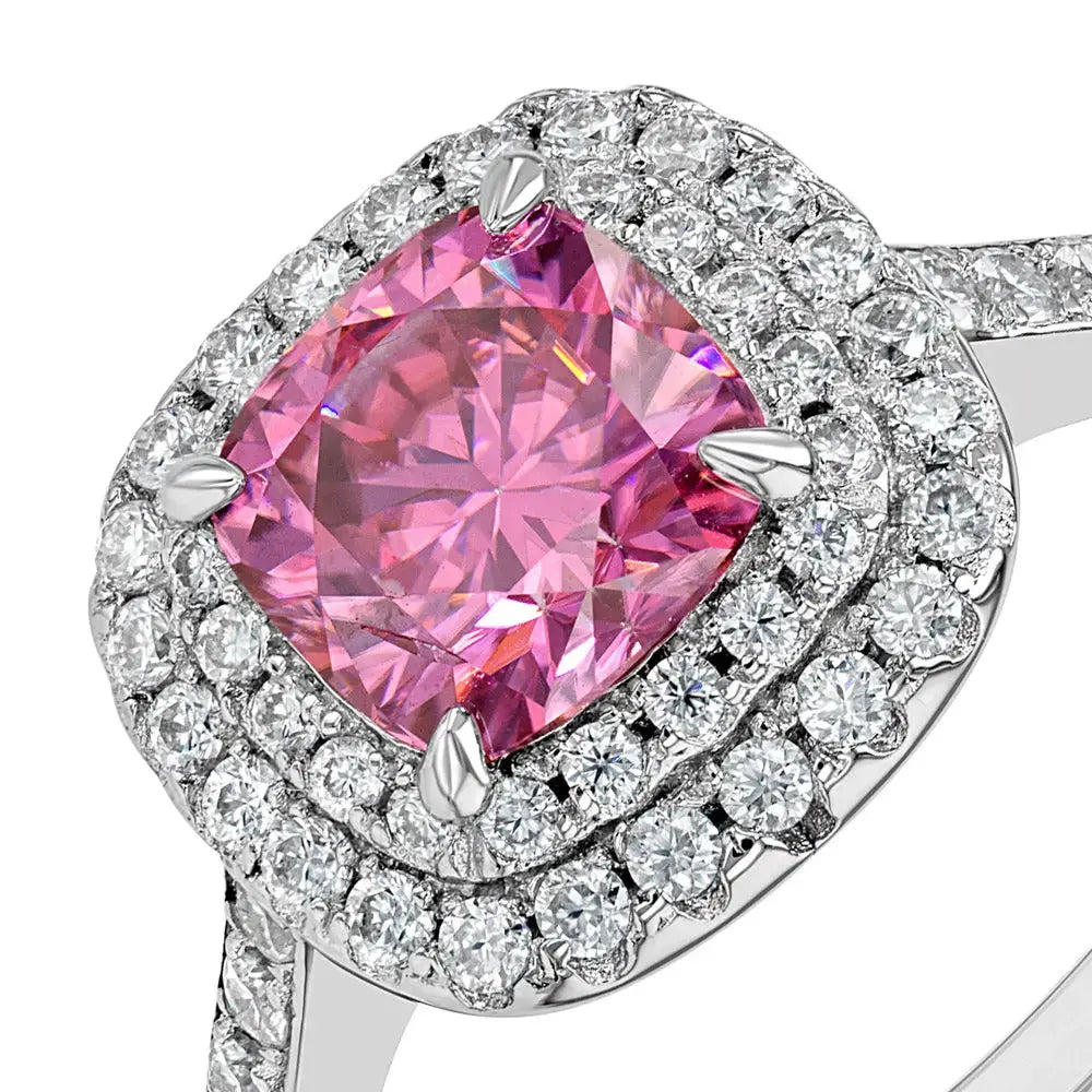 Pink Diamond & Moissanite Cushion Cut Jewellery Set Summer Diamonds