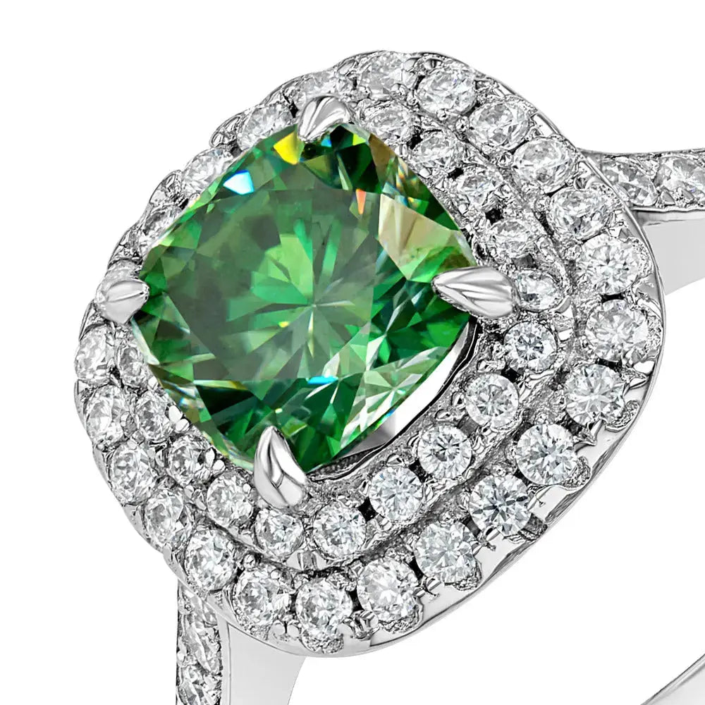 Emerald & Moissanite Cushion Cut Jewellery Set Summer Diamonds