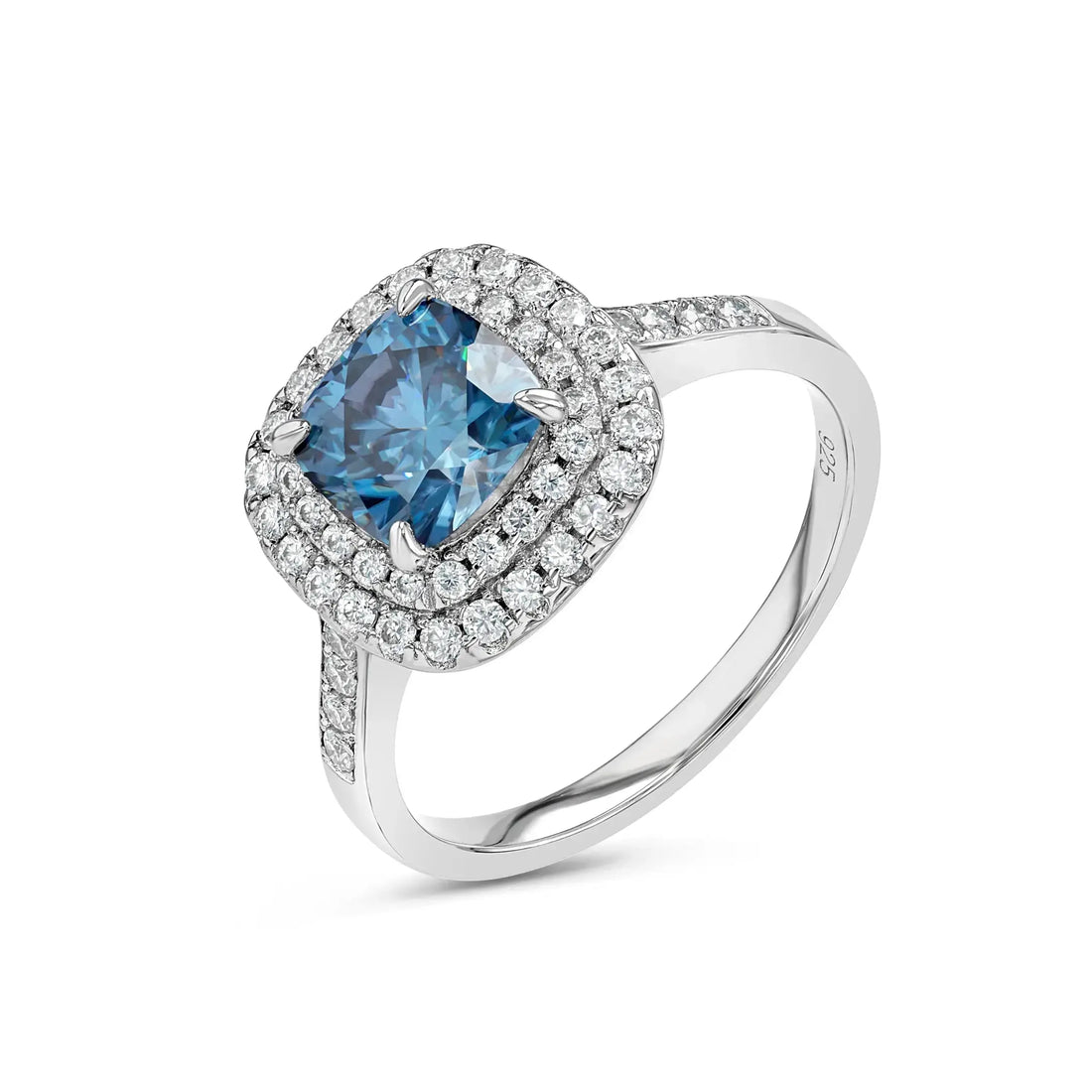 Blue Sapphire & Moissanite Cushion Cut Jewellery Set Summer Diamonds