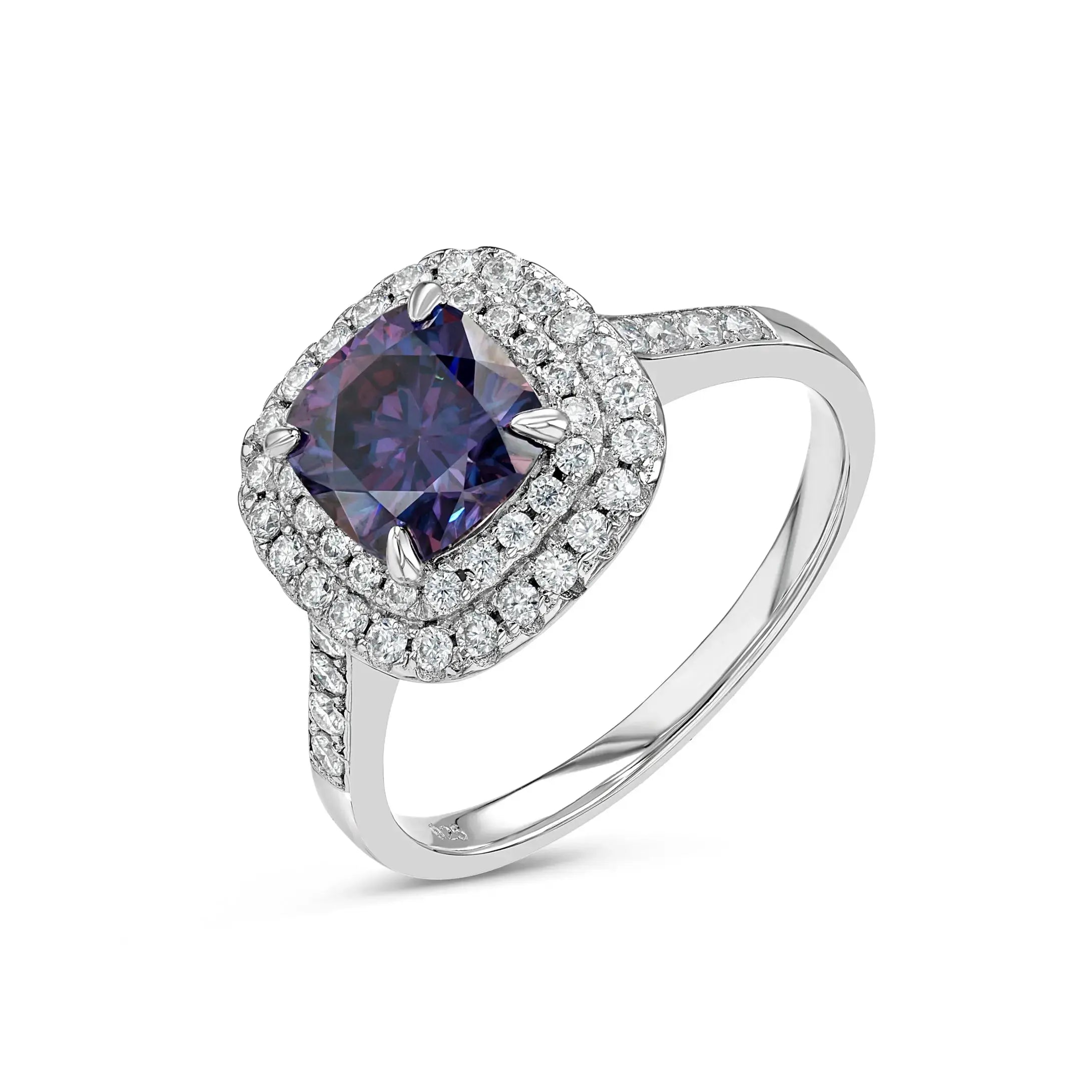 Amethyst & Moissanite Cushion Cut Jewellery Set Summer Diamonds