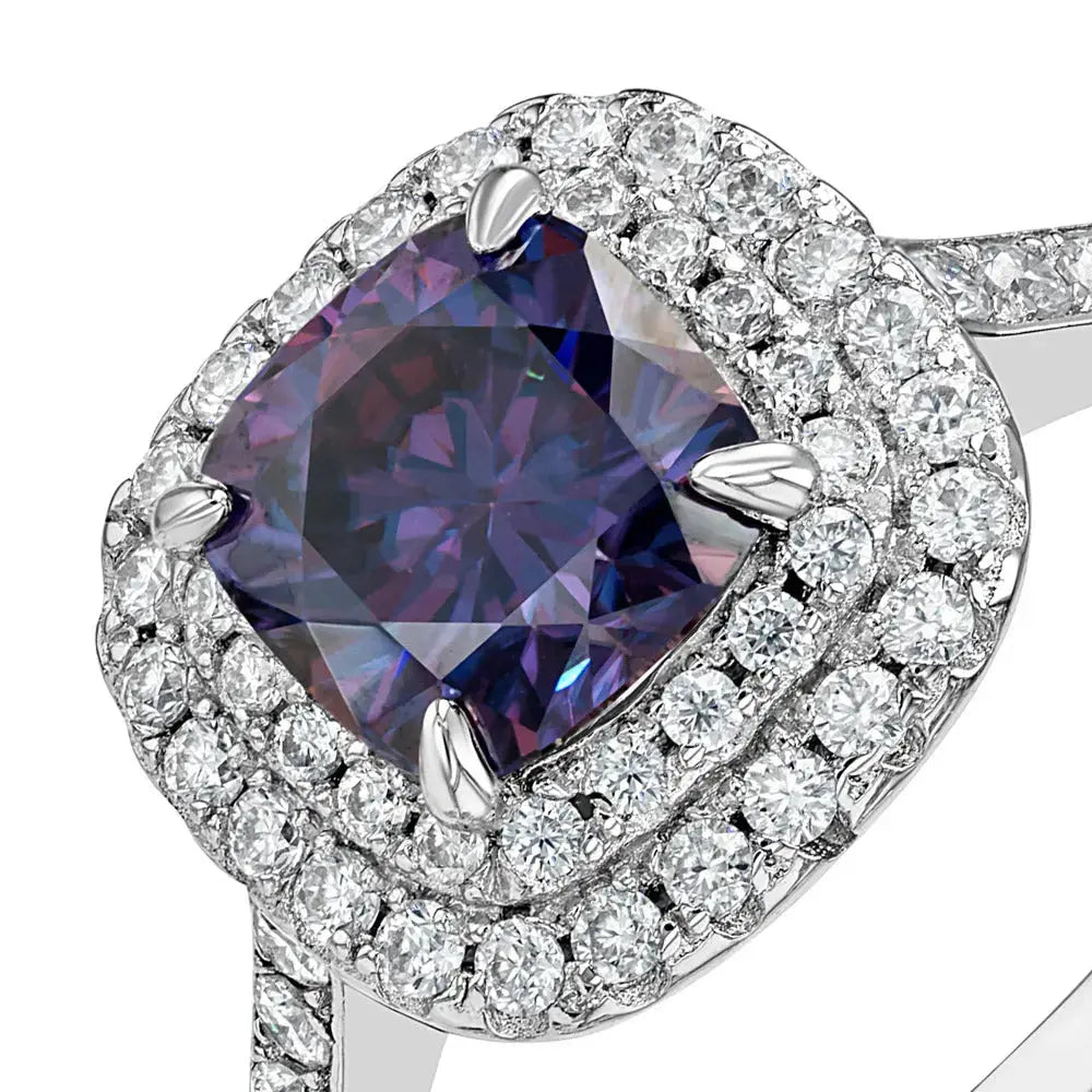 Amethyst & Moissanite Cushion Cut Jewellery Set Summer Diamonds