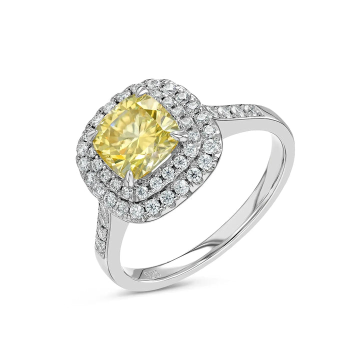 Yellow Sapphire & Moissanite Cushion Cut Jewellery Set Lab Grown Diamonds