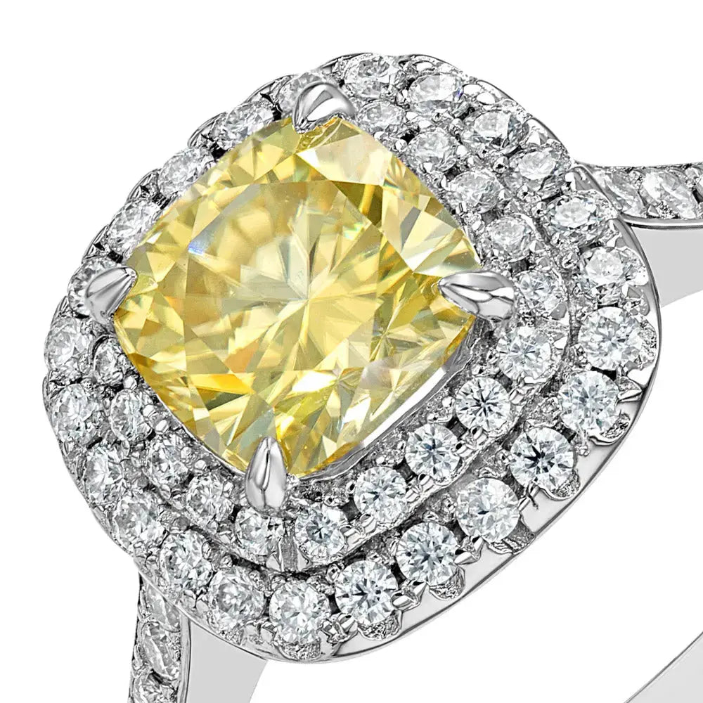 Yellow Sapphire & Moissanite Cushion Cut Jewellery Set Summer Diamonds