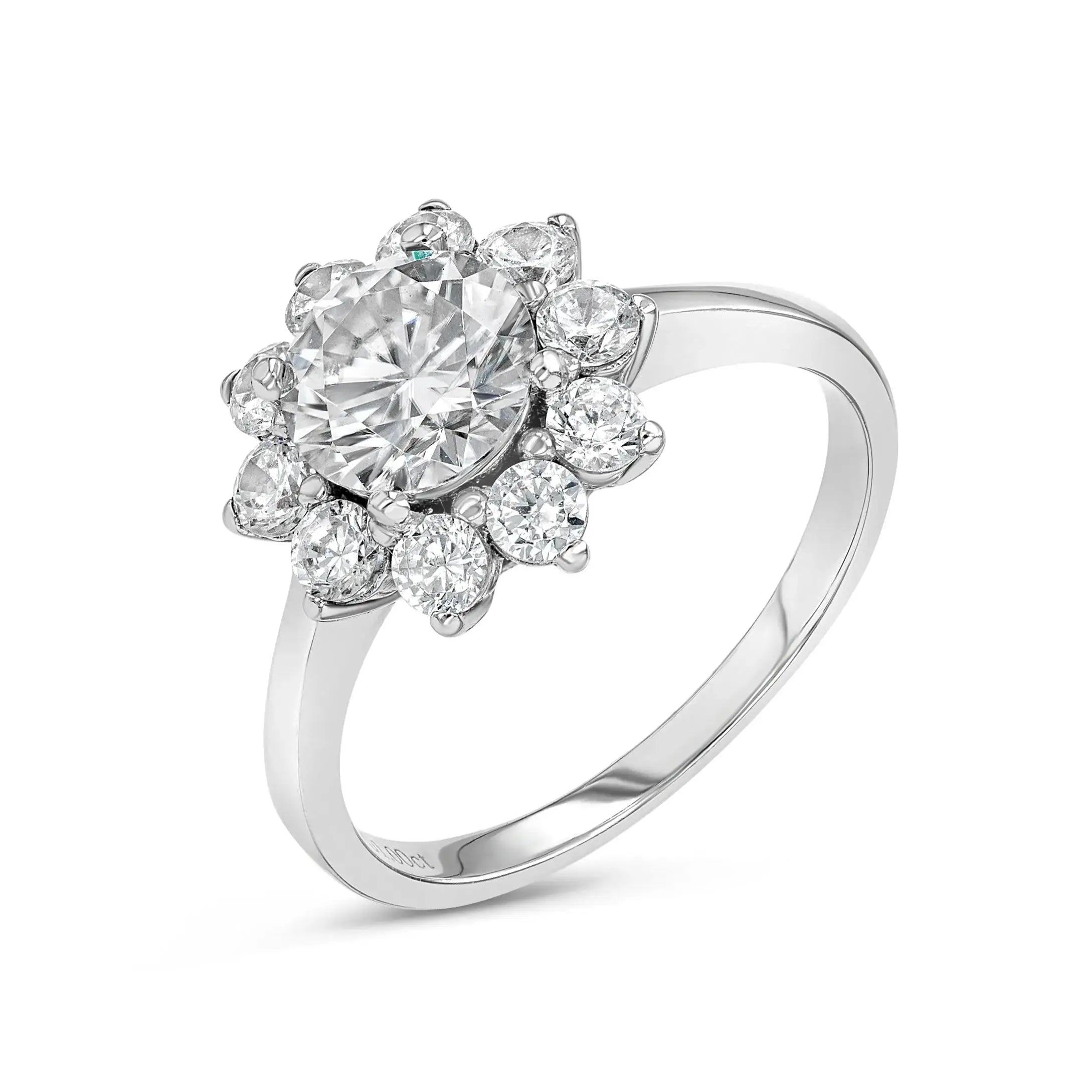 Diamond & Moissanite Round Cluster Ring Lab Grown Diamonds