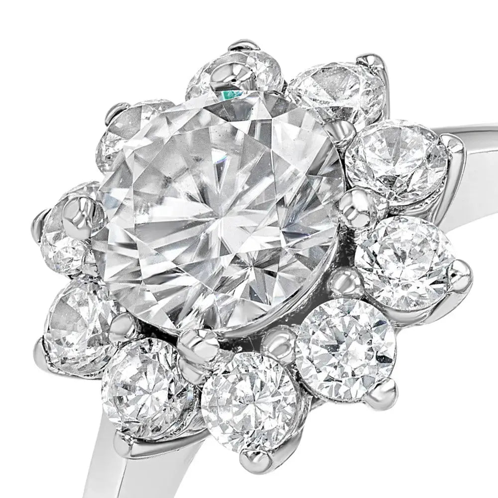 Diamond & Moissanite Round Cluster Ring Lab Grown Diamonds
