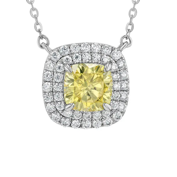 Yellow Sapphire & Moissanite Cushion Cut Jewellery Set Lab Grown Diamonds