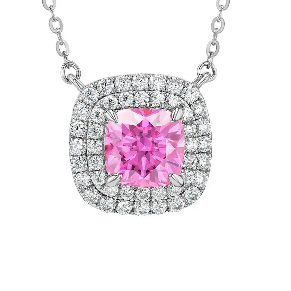 Pink Diamond & Moissanite Cushion Cut Jewellery Set Lab Grown Diamonds