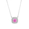Pink Diamond Inspired & Moissanite Cushion Halo Pendant
