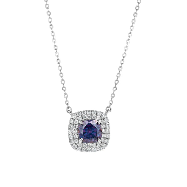 Amethyst & Moissanite Cushion Cut Jewellery Set Lab Grown Diamonds