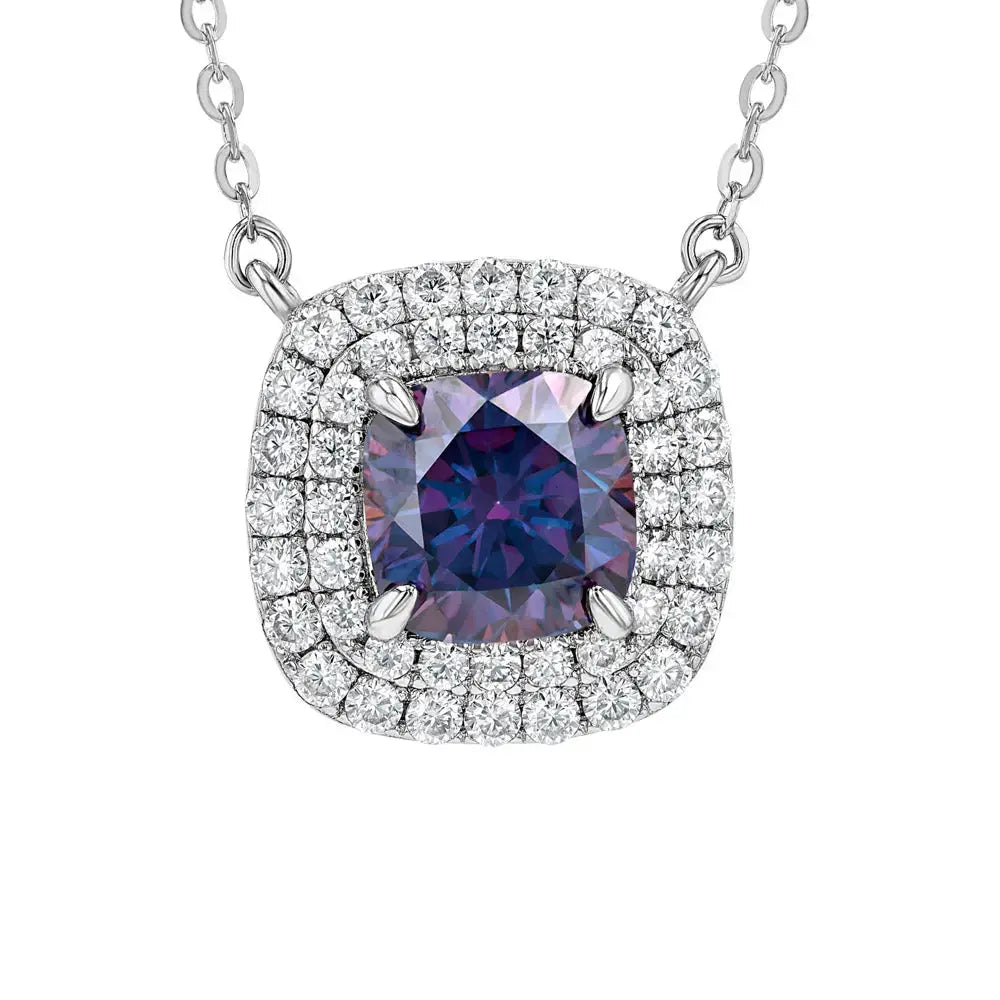Amethyst & Moissanite Cushion Cut Jewellery Set Summer Diamonds
