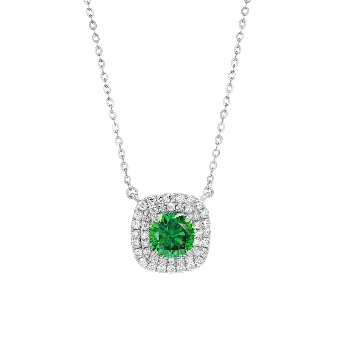 Emerald & Moissanite Cushion Cut Jewellery Set Lab Grown Diamonds