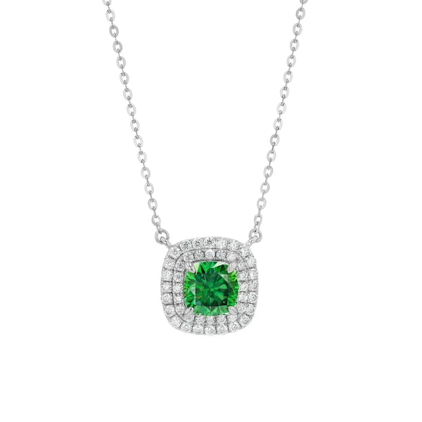 Emerald & Moissanite Cushion Cut Jewellery Set Lab Grown Diamonds