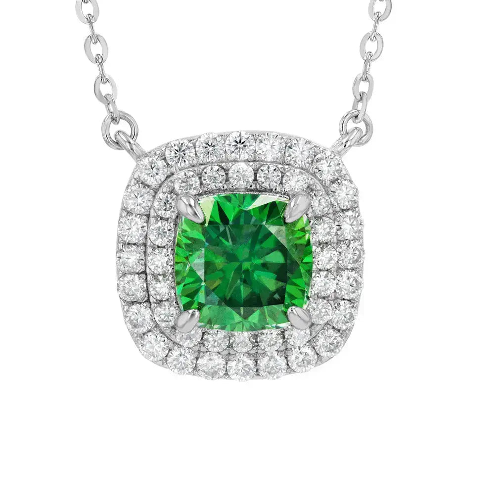 Emerald & Moissanite Cushion Cut Jewellery Set Lab Grown Diamonds