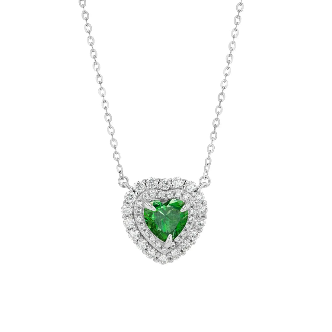 Emerald & Moissanite Heart Cut Jewellery Set Lab Grown Diamonds