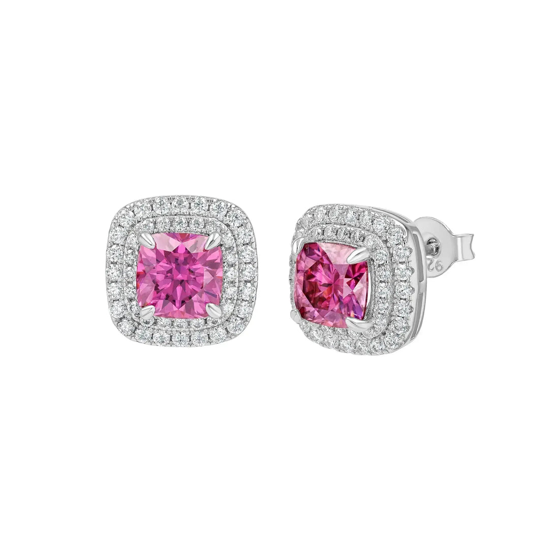 Pink Diamond & Moissanite Cushion Cut Jewellery Set Lab Grown Diamonds