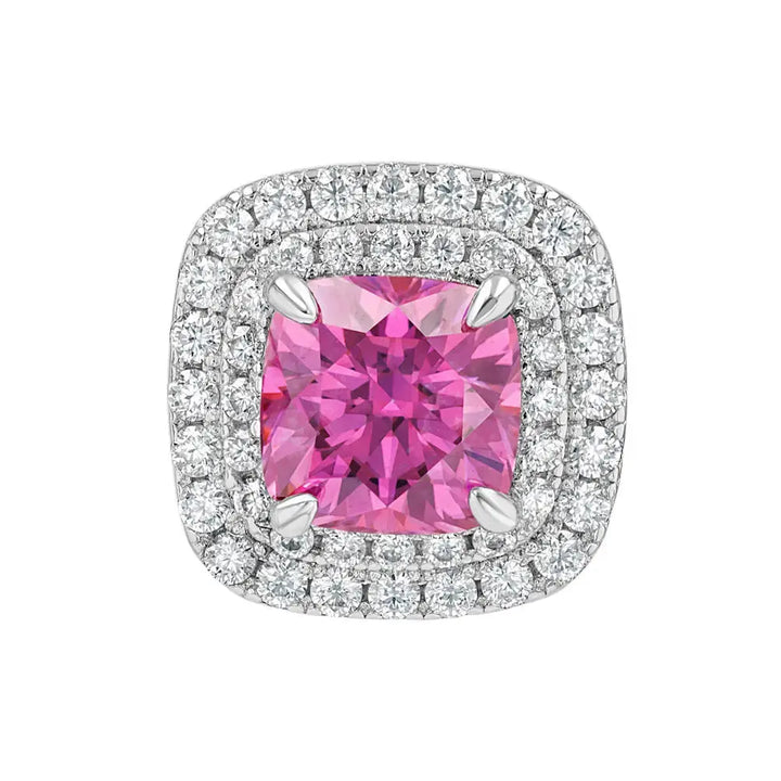 Pink Diamond & Moissanite Cushion Cut Jewellery Set Summer Diamonds