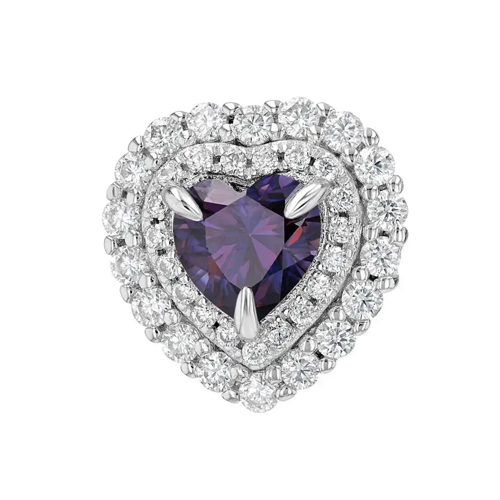 Amethyst & Moissanite Heart Cut Jewellery Set Summer Diamonds