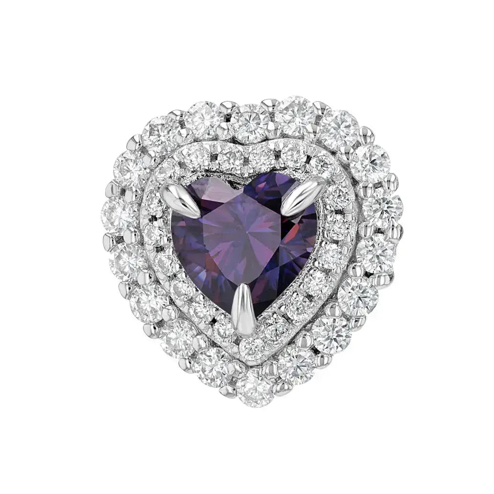 Amethyst & Moissanite Heart Cut Jewellery Set Lab Grown Diamonds