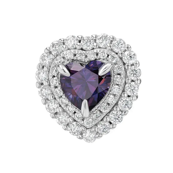 Amethyst & Moissanite Heart Cut Jewellery Set Lab Grown Diamonds