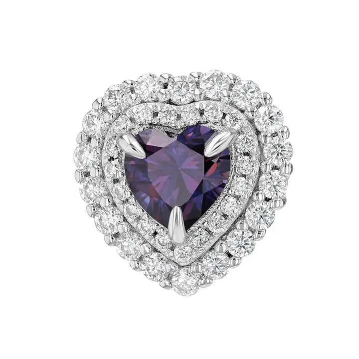 Amethyst & Moissanite Heart Cut Jewellery Set Lab Grown Diamonds