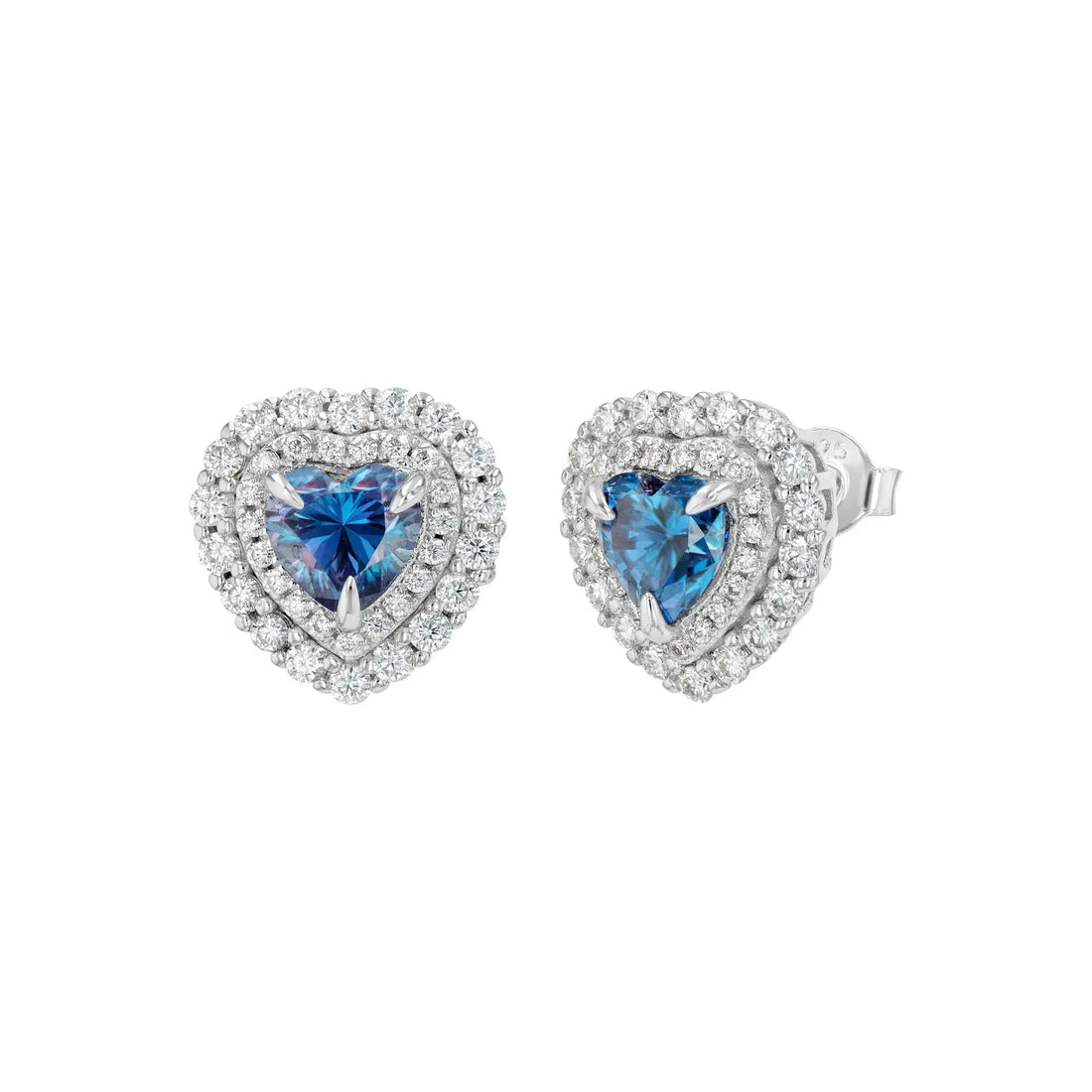 Blue Sapphire & Moissanite Heart Cut Jewellery Set Summer Diamonds