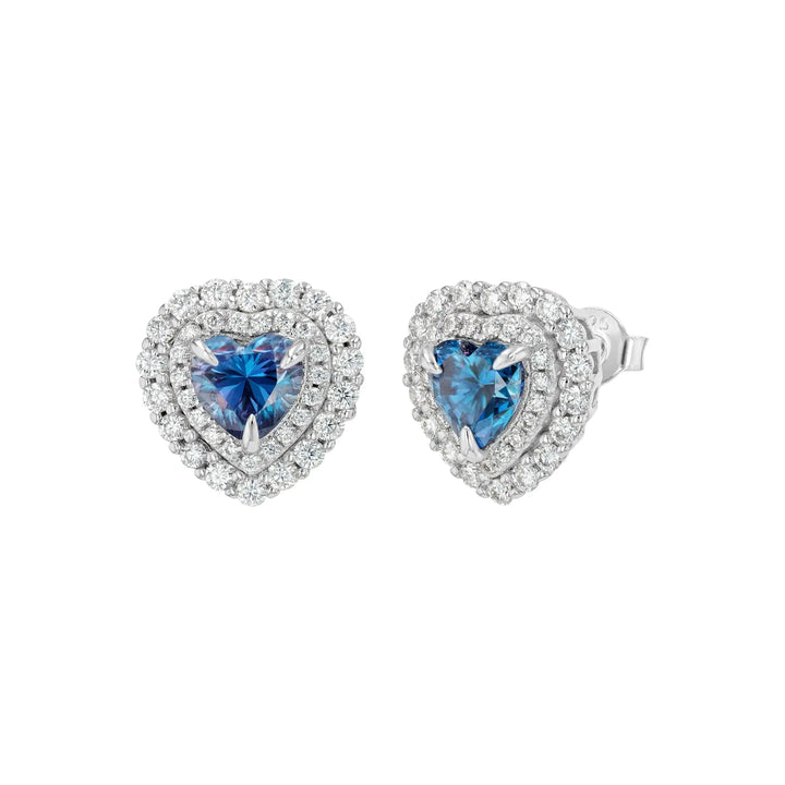 Blue Sapphire & Moissanite Heart Cut Jewellery Set Summer Diamonds