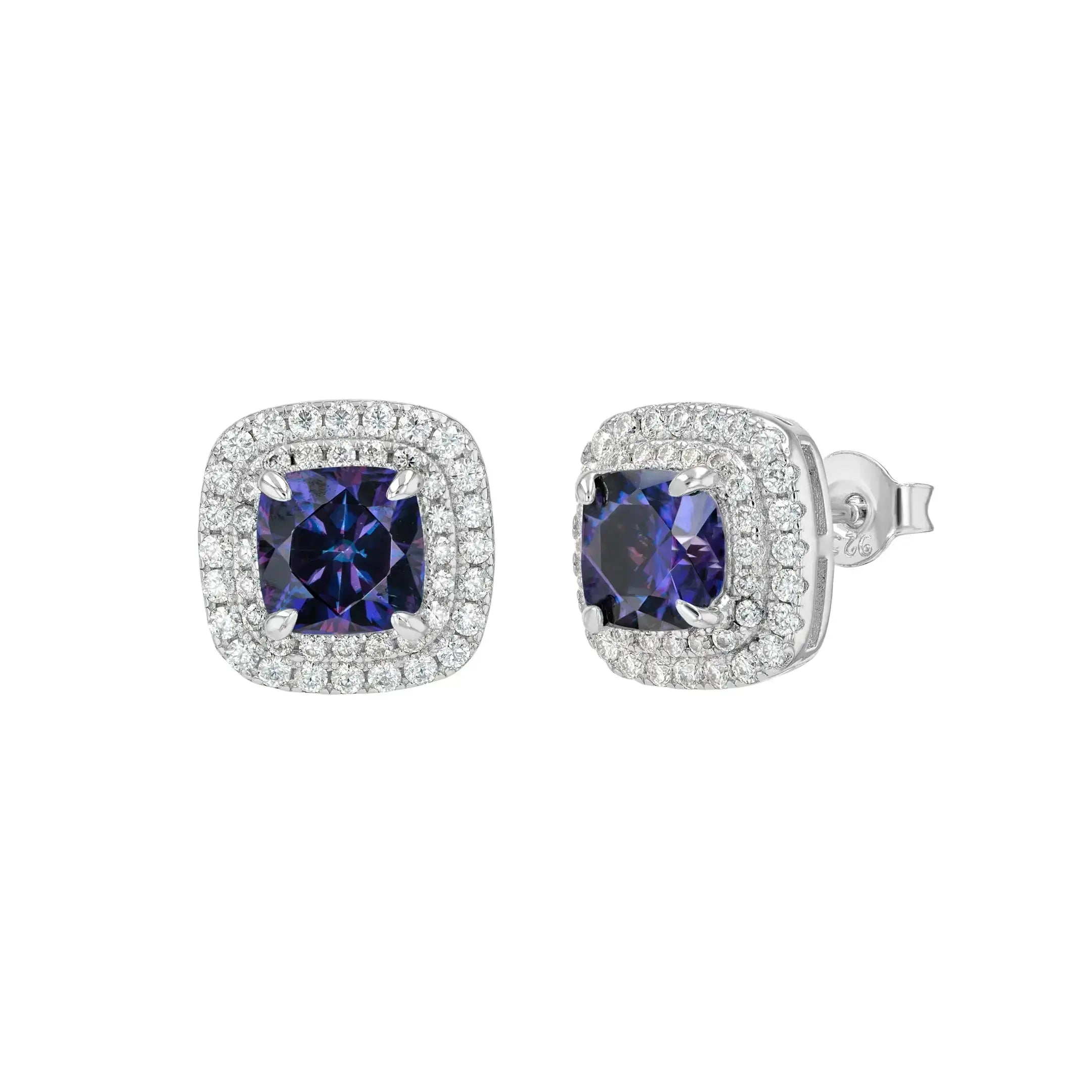 Amethyst & Moissanite Cushion Cut Jewellery Set Lab Grown Diamonds