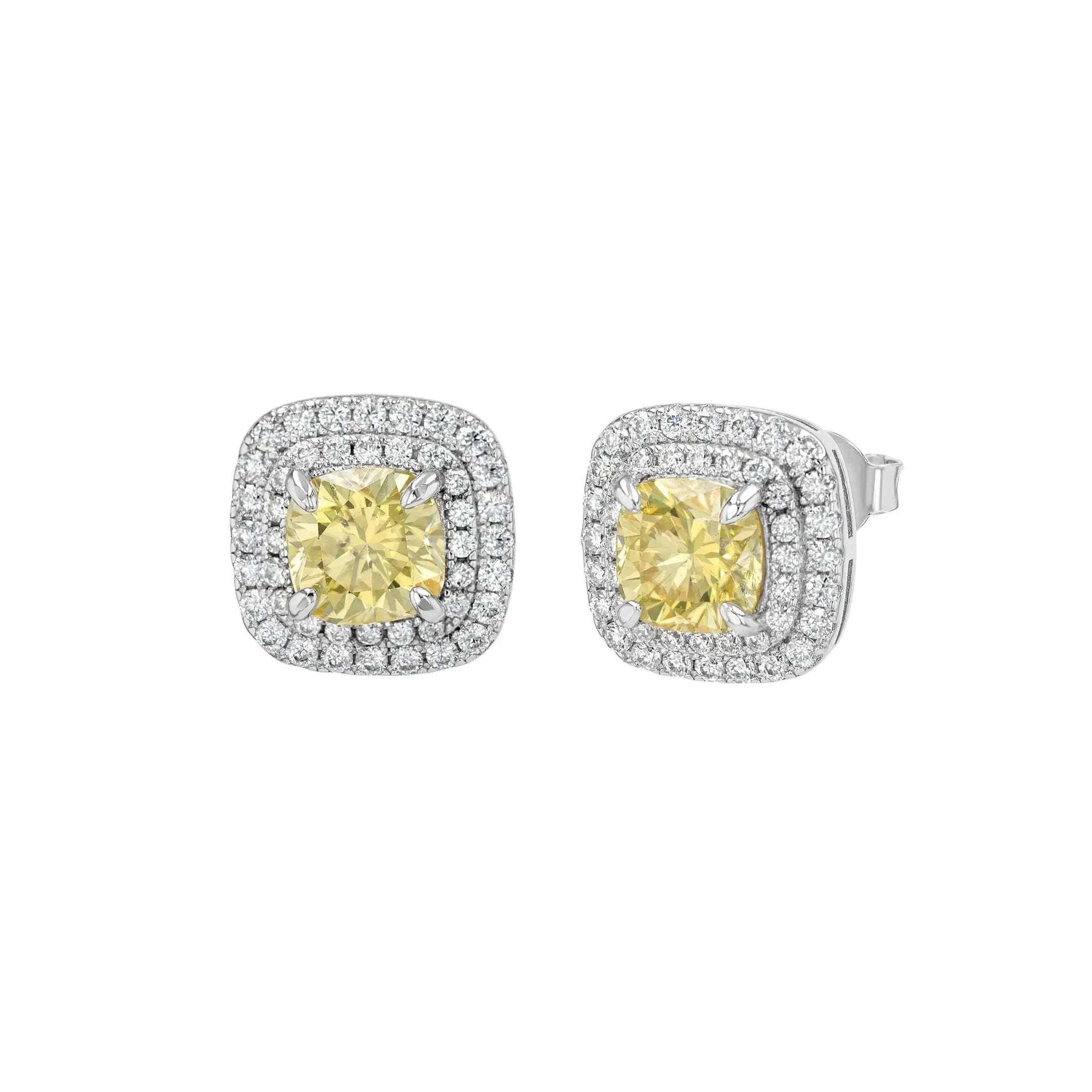 Yellow Sapphire & Moissanite Cushion Cut Jewellery Set Summer Diamonds