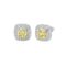 Yellow Sapphire & Moissanite Cushion Halo Earrings