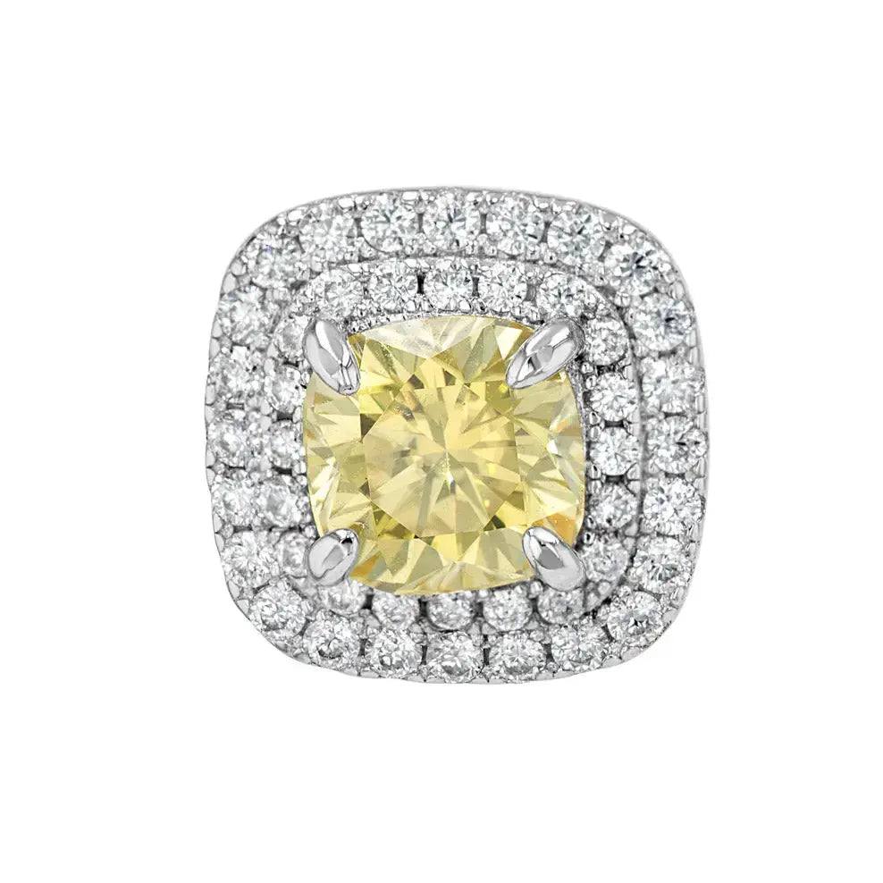Yellow Sapphire & Moissanite Cushion Cut Jewellery Set Summer Diamonds