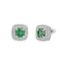 Emerald & Moissanite Cushion Halo Earrings