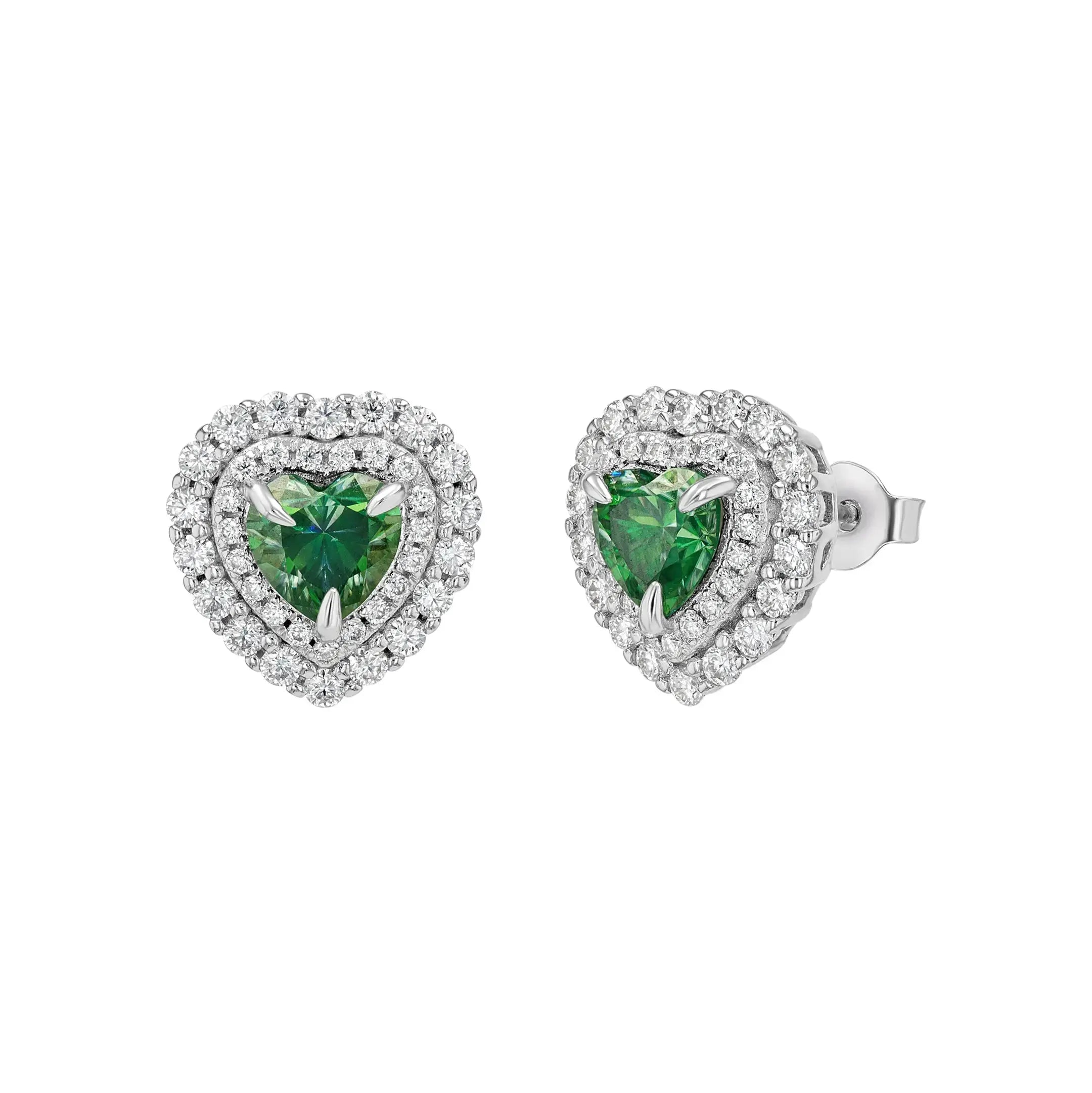 Emerald & Moissanite Heart Cut Jewellery Set Summer Diamonds