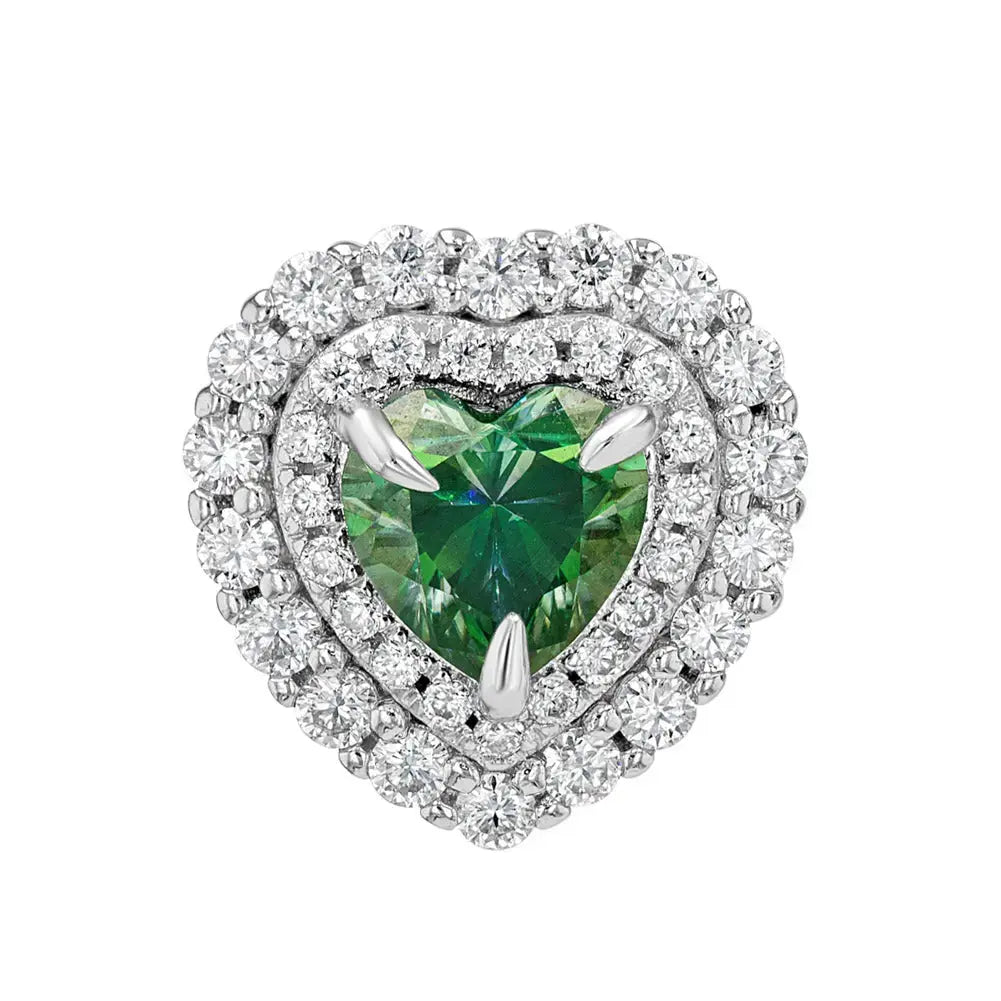 Emerald & Moissanite Heart Cut Jewellery Set Summer Diamonds