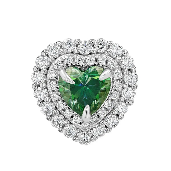 Emerald & Moissanite Heart Cut Jewellery Set Summer Diamonds