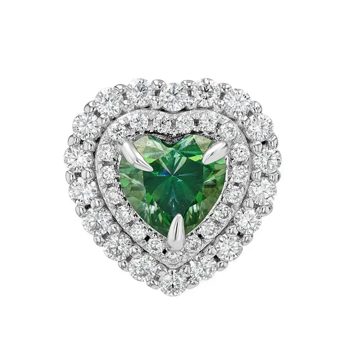 Emerald & Moissanite Heart Cut Jewellery Set Lab Grown Diamonds