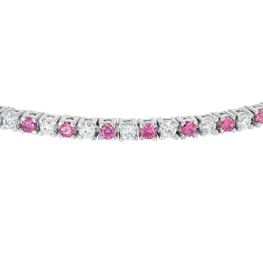 Pink Diamond & Moissanite Tennis Bracelet Lab Grown Diamonds