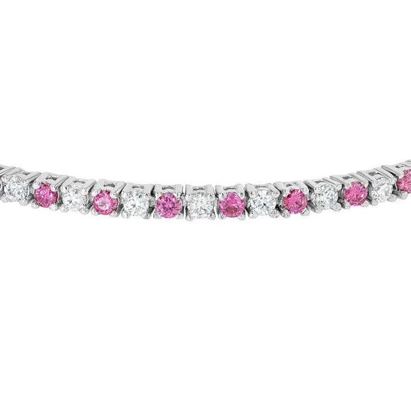 Pink Diamond & Moissanite Tennis Bracelet Lab Grown Diamonds