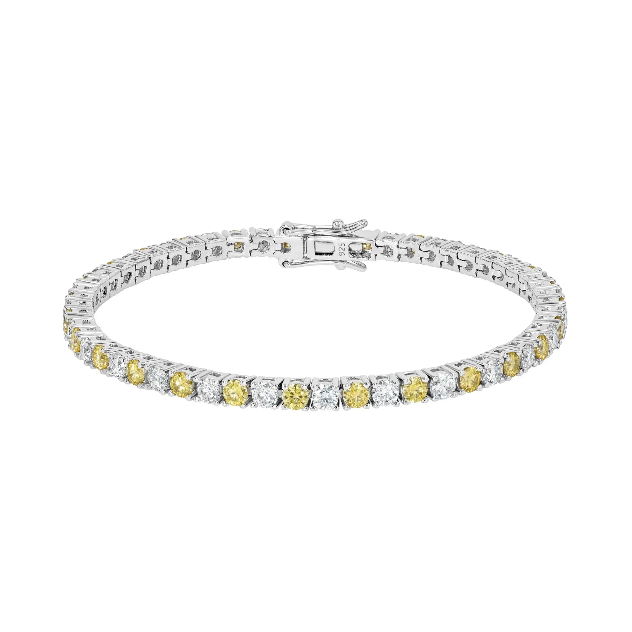 Yellow Sapphire & Moissanite Tennis Bracelet Lab Grown Diamonds