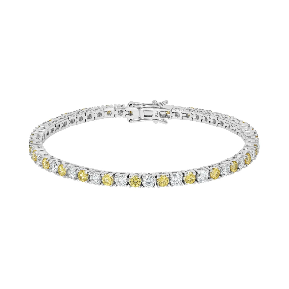 Yellow Sapphire & Moissanite Tennis Bracelet Lab Grown Diamonds