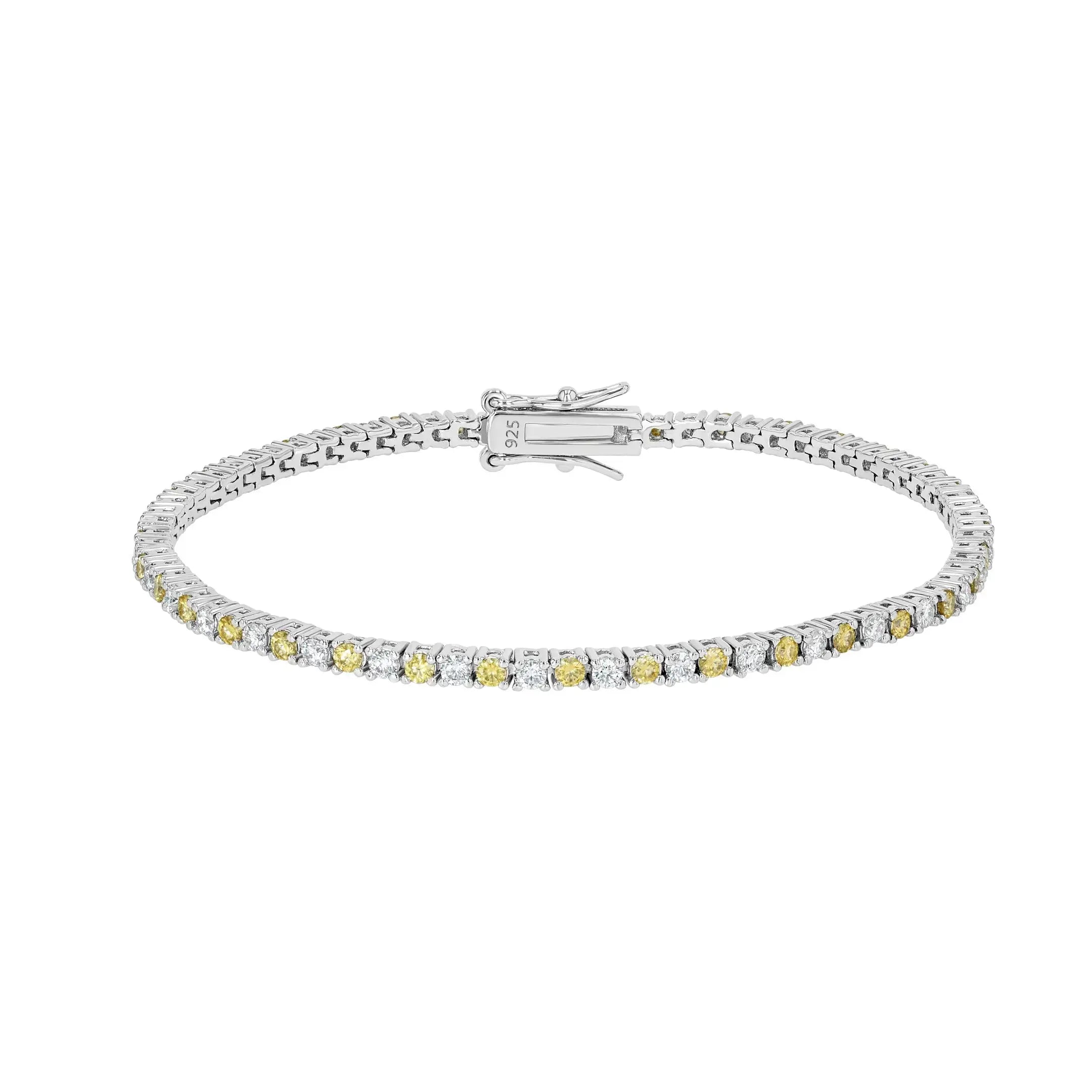 Yellow Sapphire & Moissanite Tennis Bracelet Lab Grown Diamonds