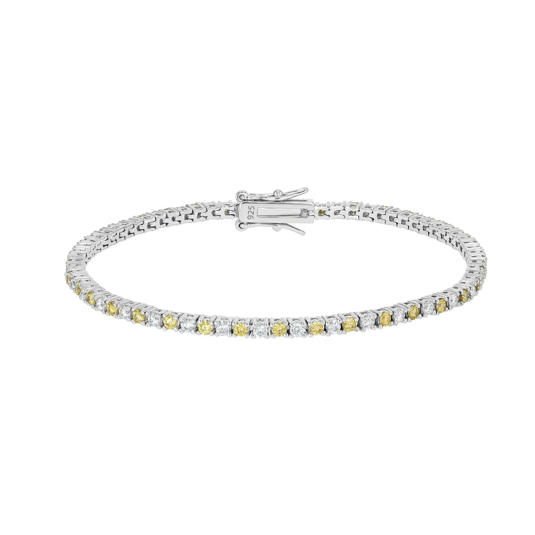 Yellow Sapphire & Moissanite Tennis Bracelet Lab Grown Diamonds